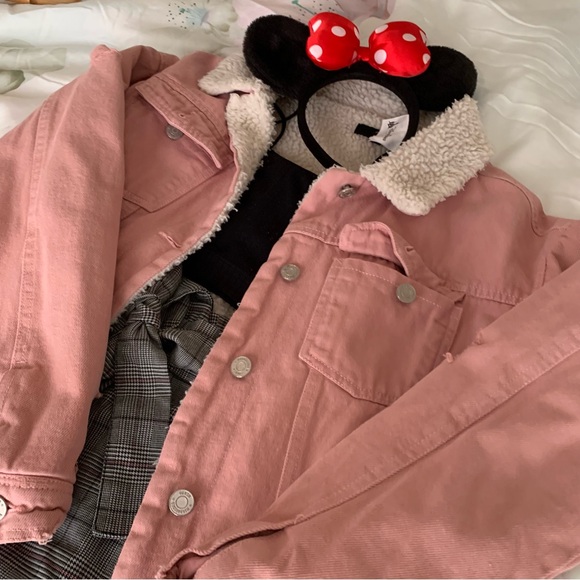 missguided Pink Borg Lined Denim Jacket - Picture 5 of 8